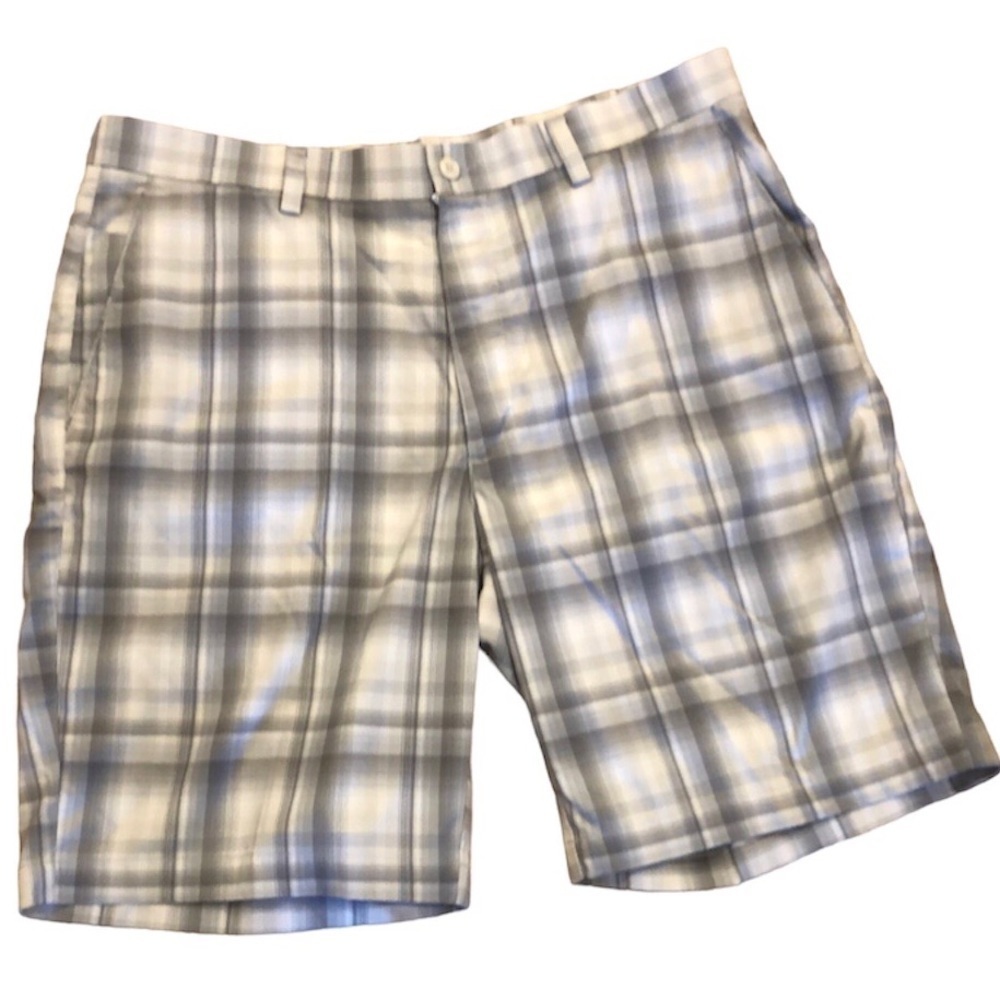 PGA Tour Golf Shorts Pro Series White Gray Plaid Size 36